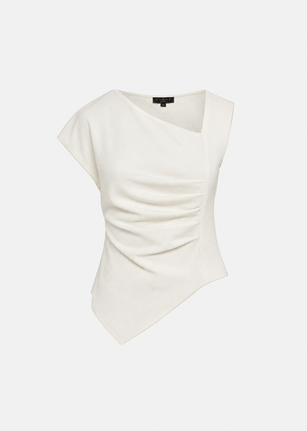 Asymmetric sleeveless top with ruching