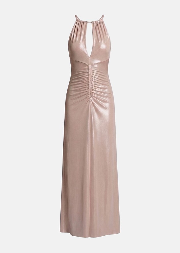 Maxi metallic dress with ruching