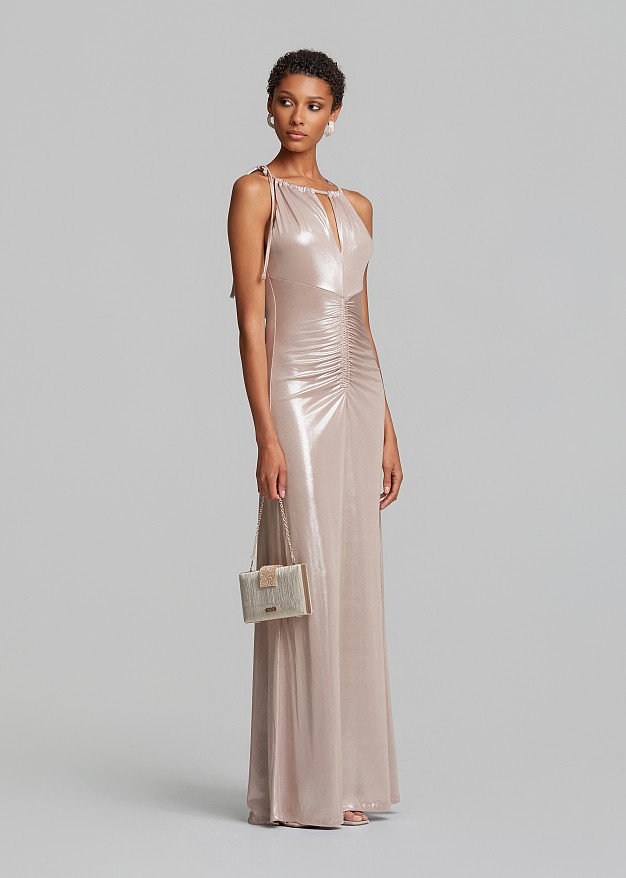 Maxi metallic dress with ruching