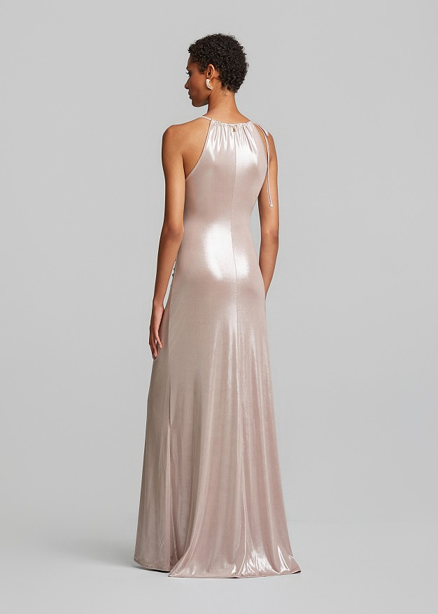 Maxi metallic dress with ruching