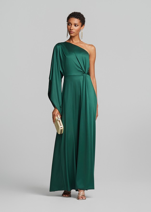 Maxi one-shoulder dress with ruching