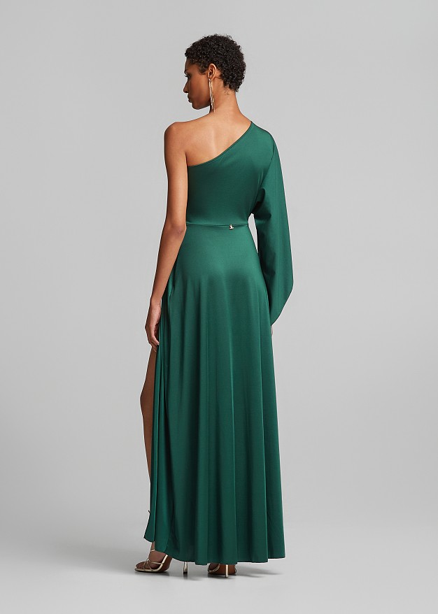 Maxi one-shoulder dress with ruching