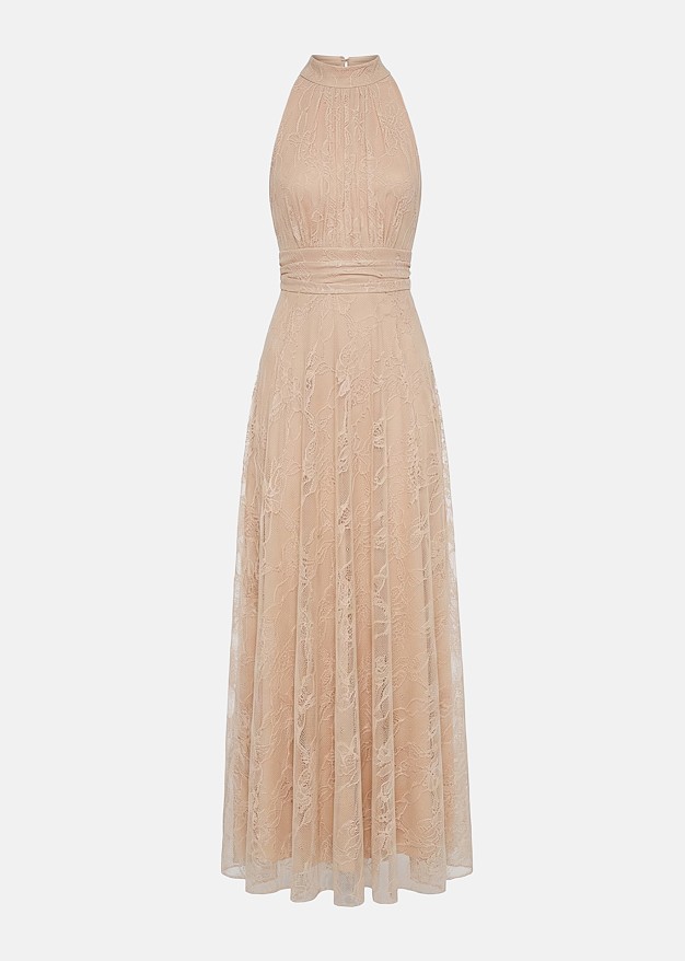 Lace halter-neck maxi dress