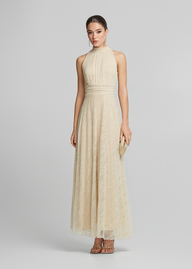 Lace halter-neck maxi dress