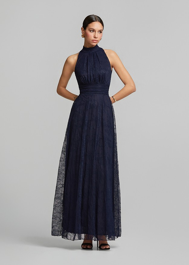 chinese dress ladies Camelia Eyelet Lace Halter Maxi Dress – MCBoutique main image 1