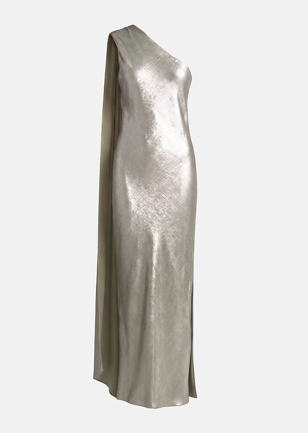 Maxi metallic one-shoulder dress