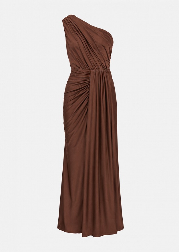 One-shoulder maxi dress with ruched detailing