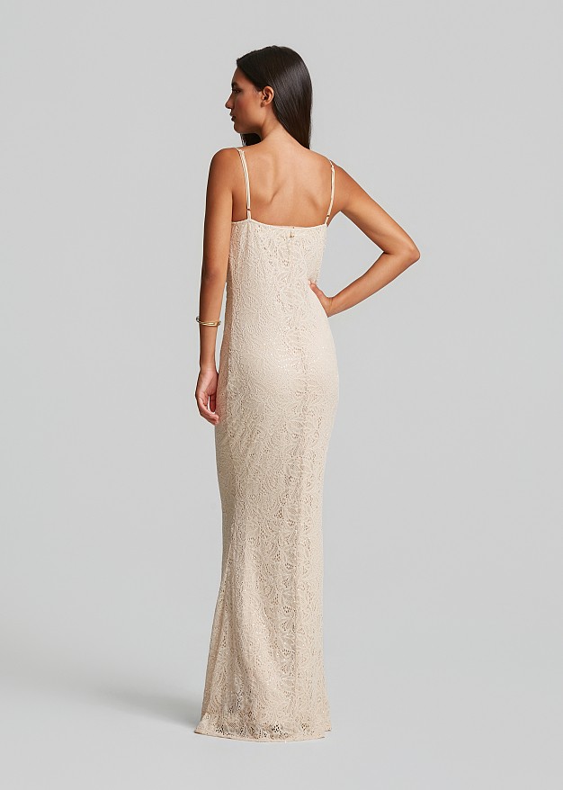 Sequin lace maxi dress with shoulder straps