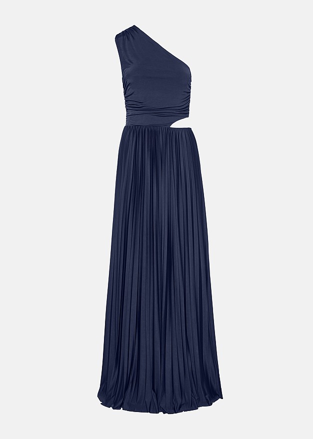 Lurex pleated one-shoulder dress