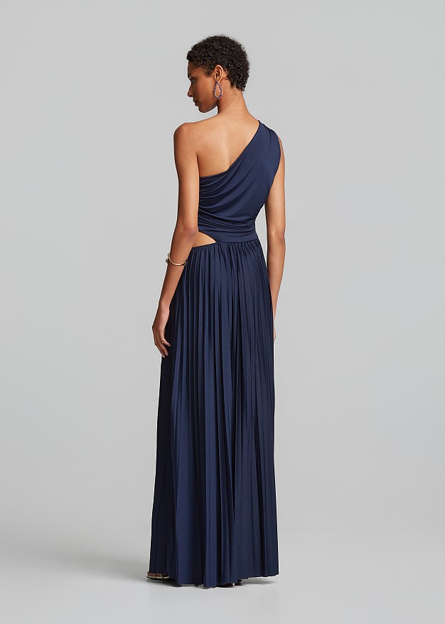 Lurex pleated one-shoulder dress