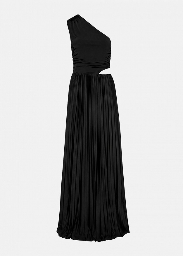 Lurex pleated one-shoulder dress