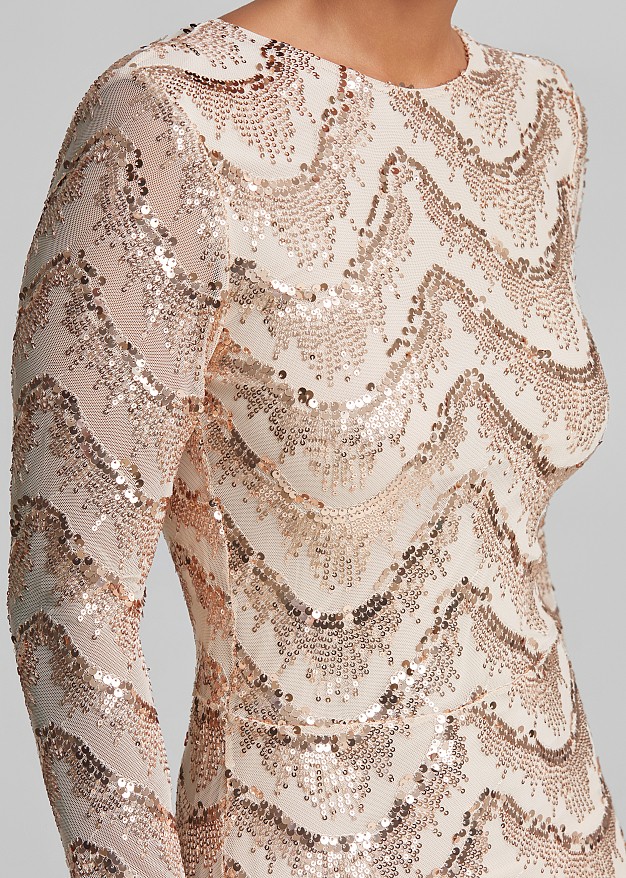 Long-sleeve sequin maxi dress