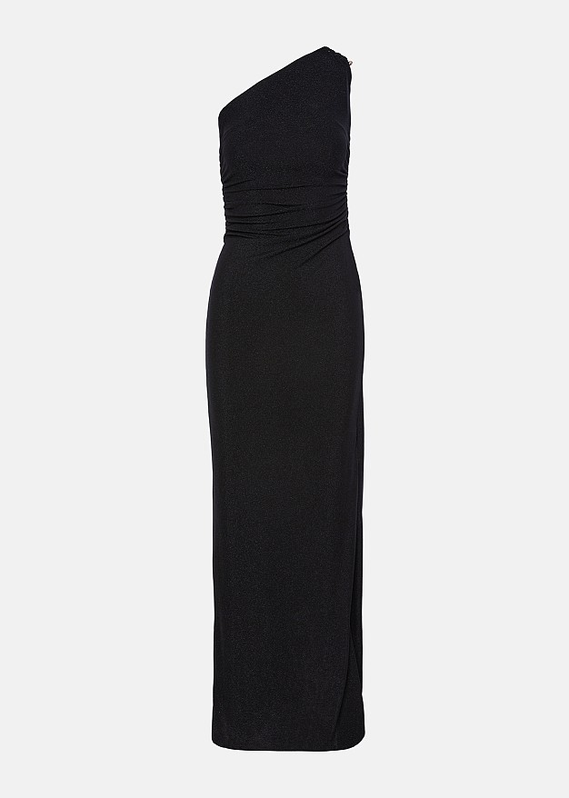 Rochie lungă pe un umăr cu lurex