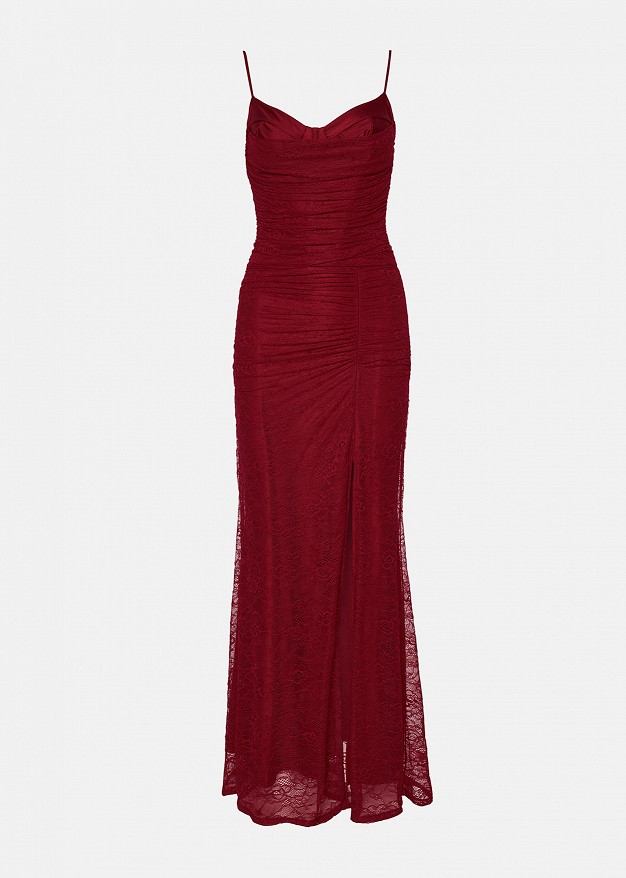 Lace maxi dress featuring an internal bustier