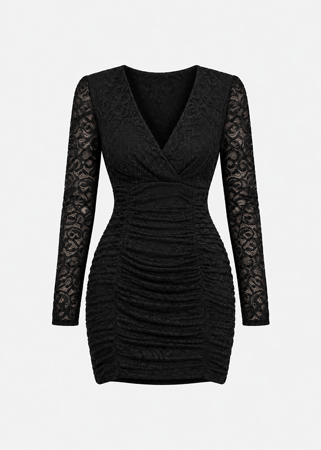 Ruched mini dress in lace