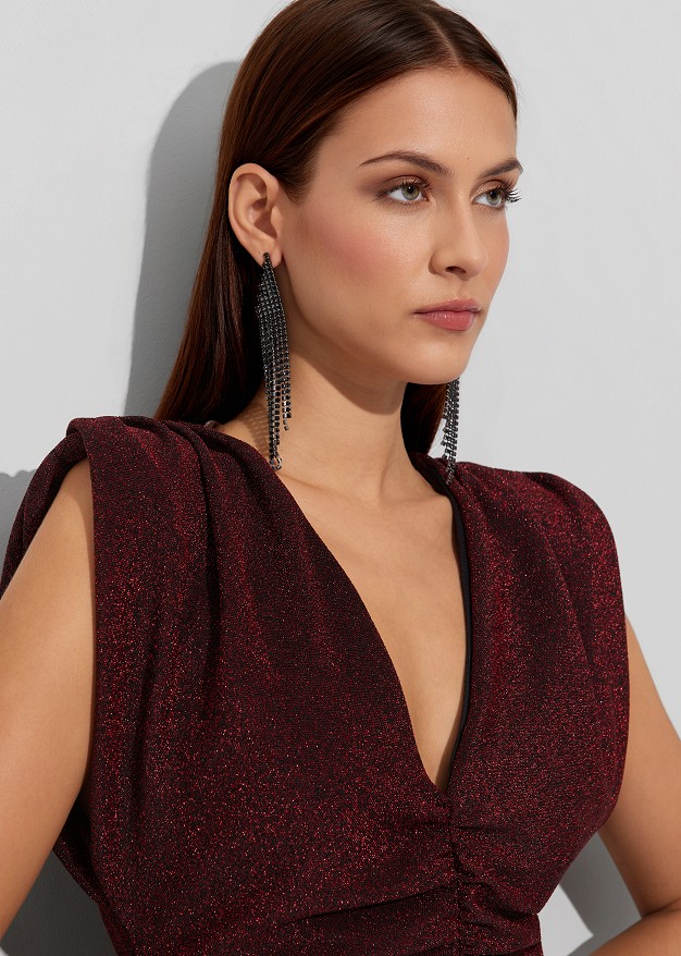 Mini lurex dress with ruching