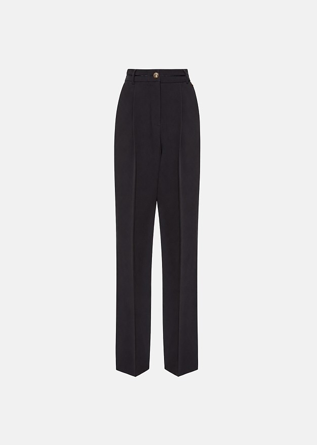High-waisted crepe trousers