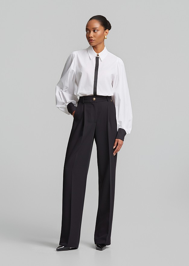 High-waisted crepe trousers