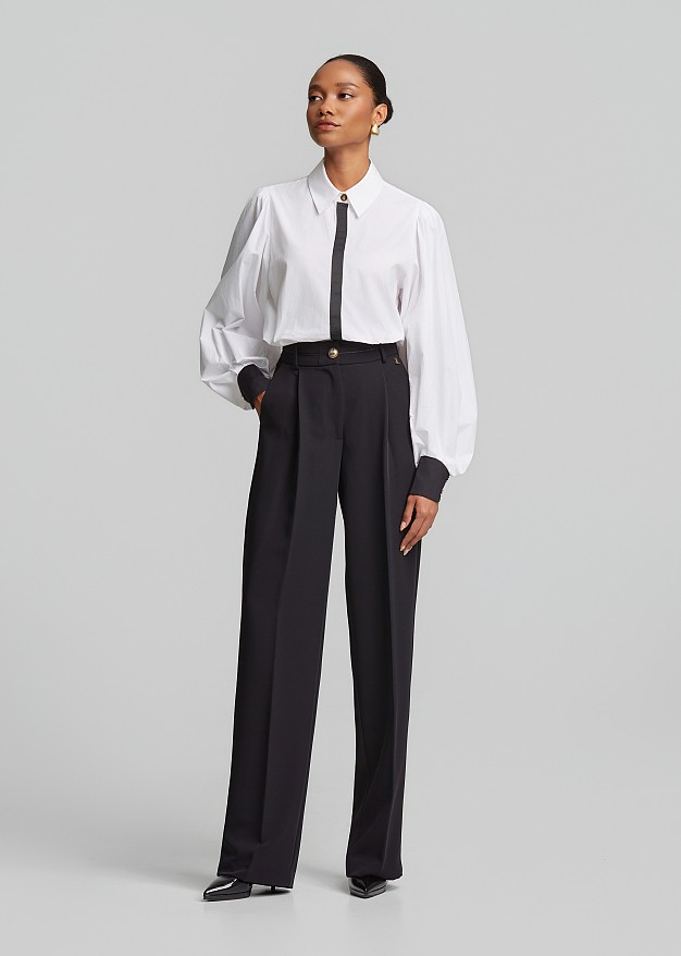 High-waisted crepe trousers