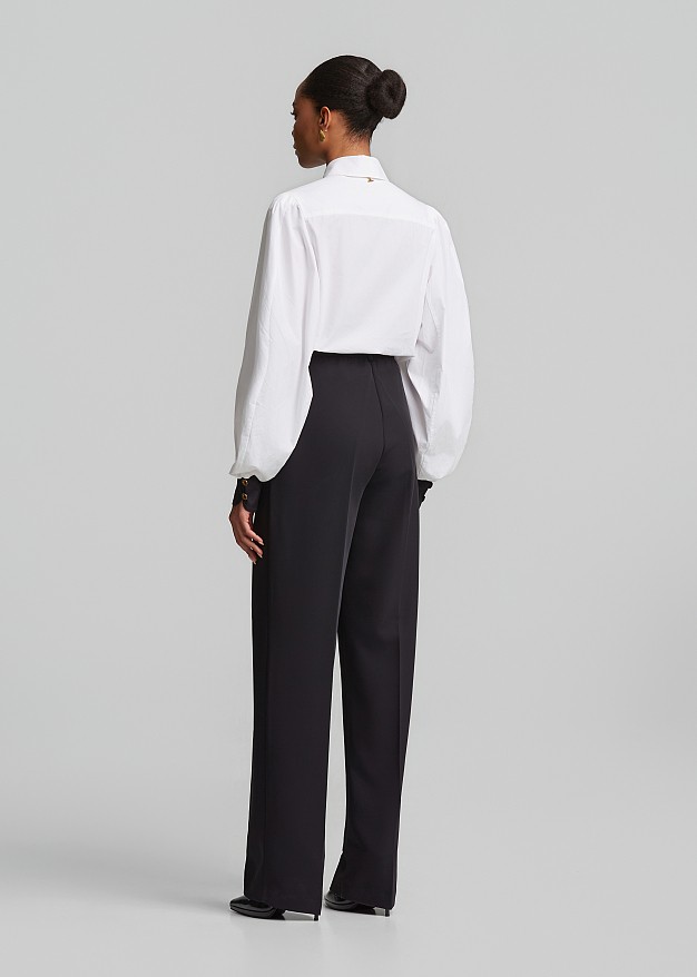 High-waisted crepe trousers