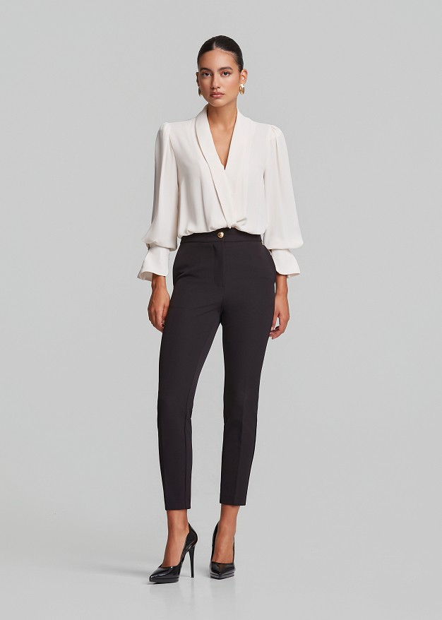black and white cigarette trousers 10 Gen Z-Approved Ways to Wear Pants Style yours with the matching top and Mary Jane flats Tailored cigarette trousers with side