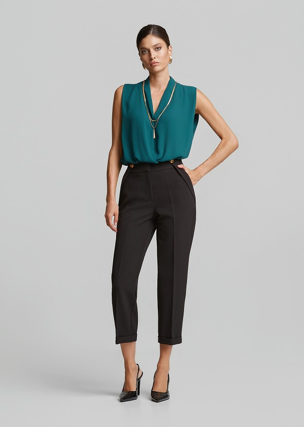 Double-crepe chino trousers
