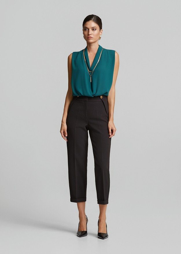 Double-crepe chino trousers