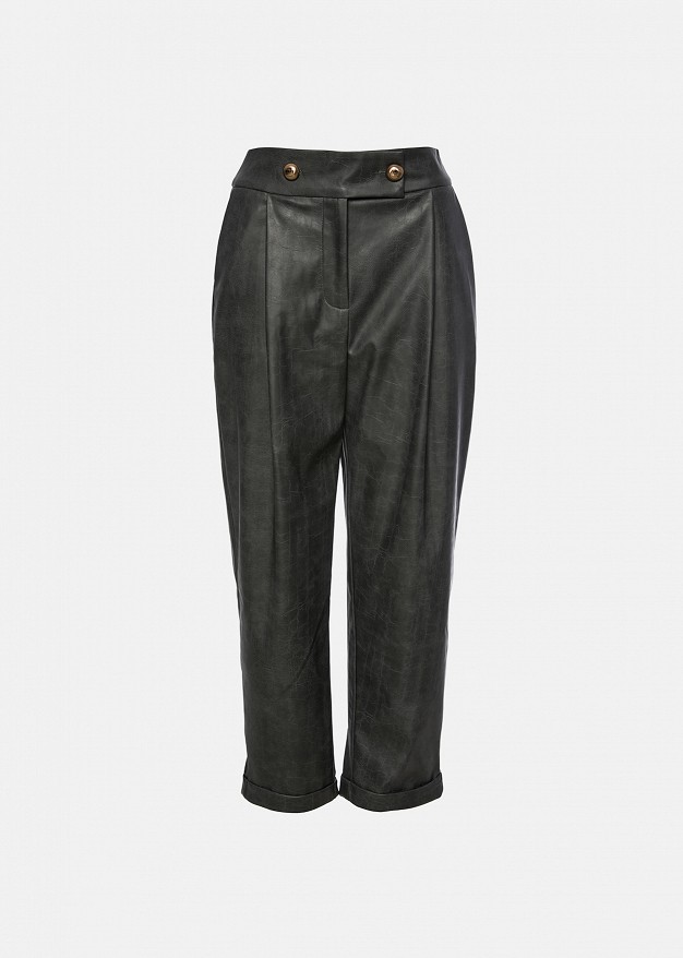 Baggy faux-leather trousers