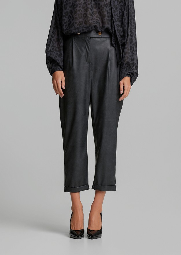 Baggy faux-leather trousers