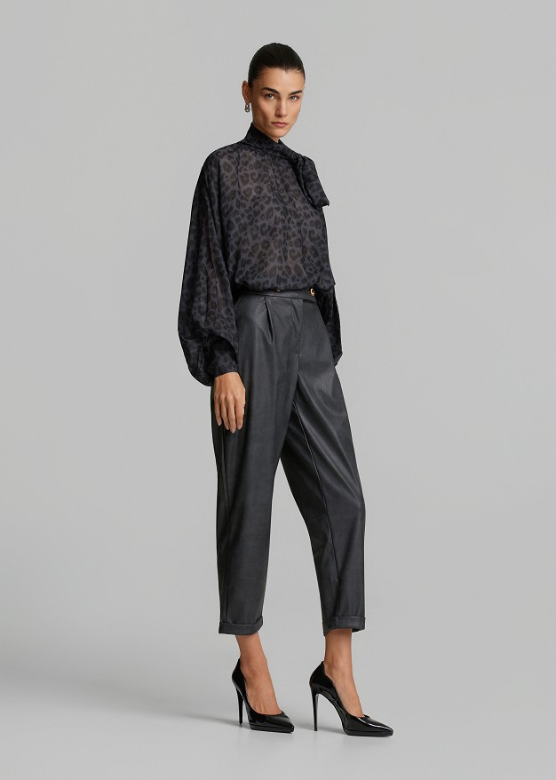 Baggy faux-leather trousers