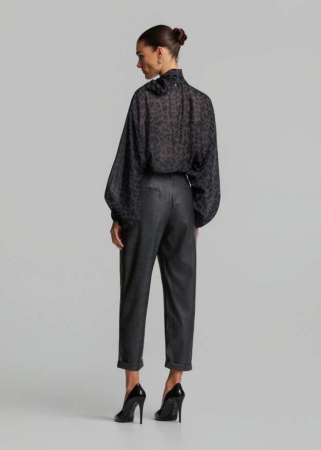 Baggy faux-leather trousers