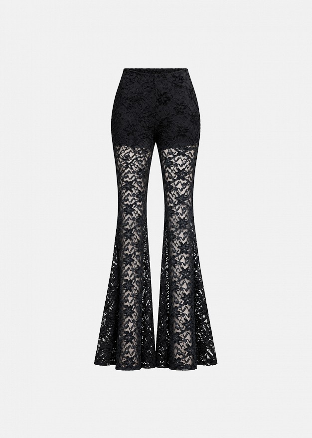 Chenille lace flared trousers