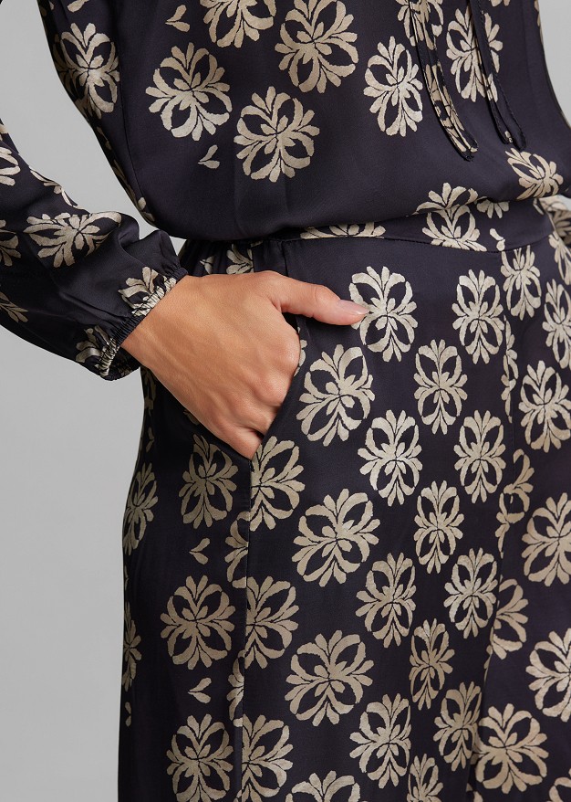 Printed satin-finish trousers