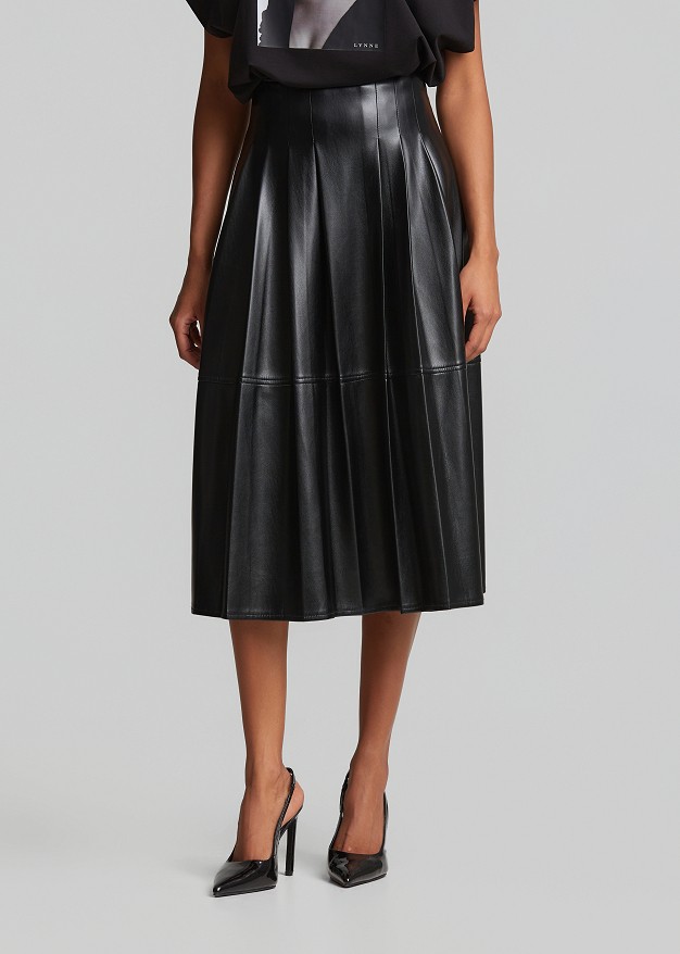 Leather look midi skirt