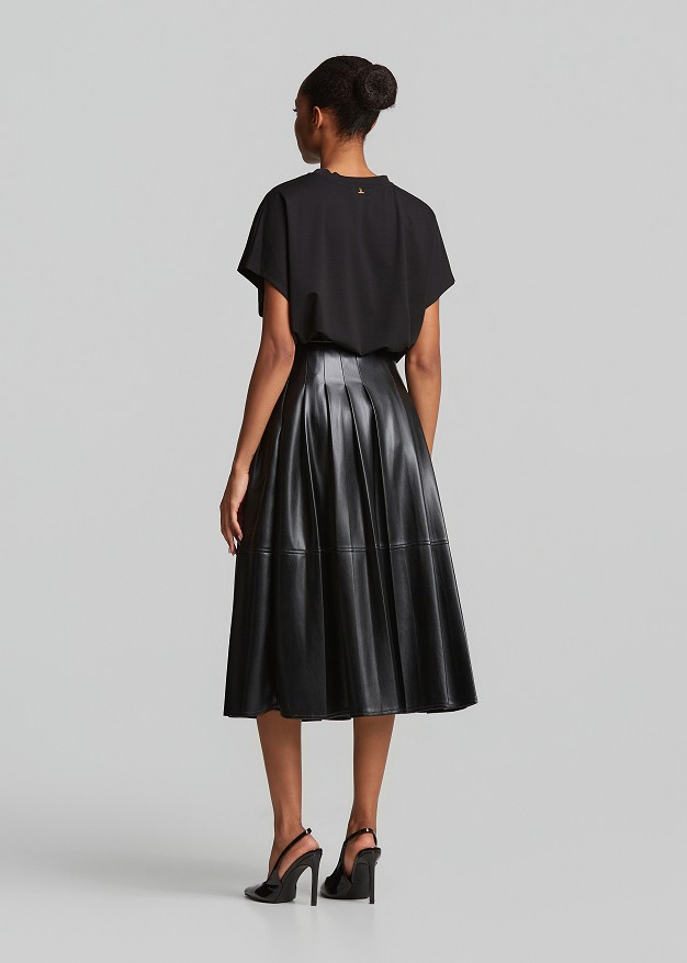 Leather look midi skirt