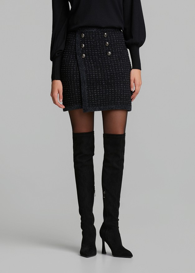 Tweed lurex μίνι φούστα