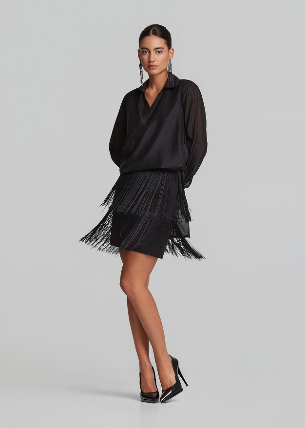 Mini skirt with fringe