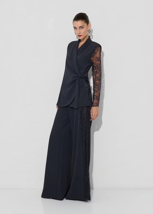 Wrap-style jacket with lace