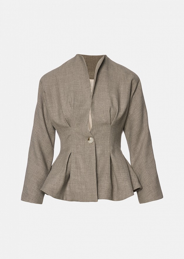 Fitted peplum jacket with a round neckline