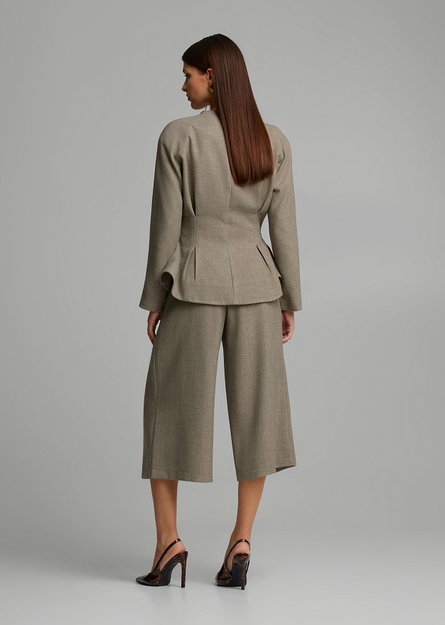 Fitted peplum jacket with a round neckline