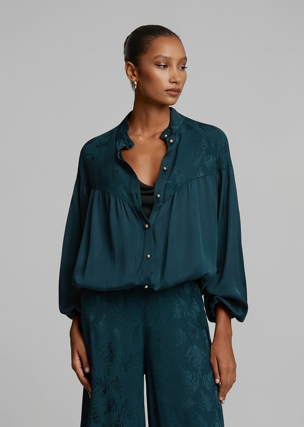 Printed satin-look bomber jacket