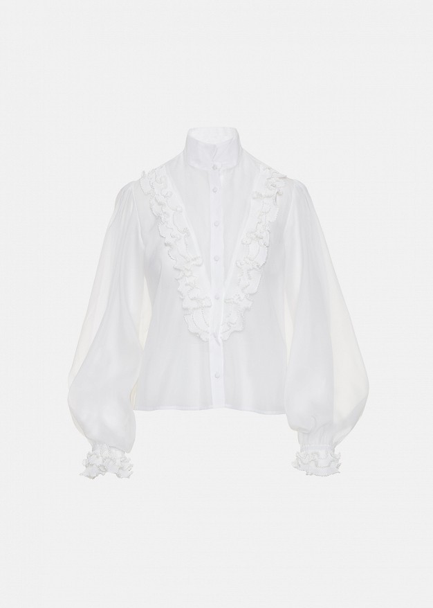 Shirt with a silk-chiffon look