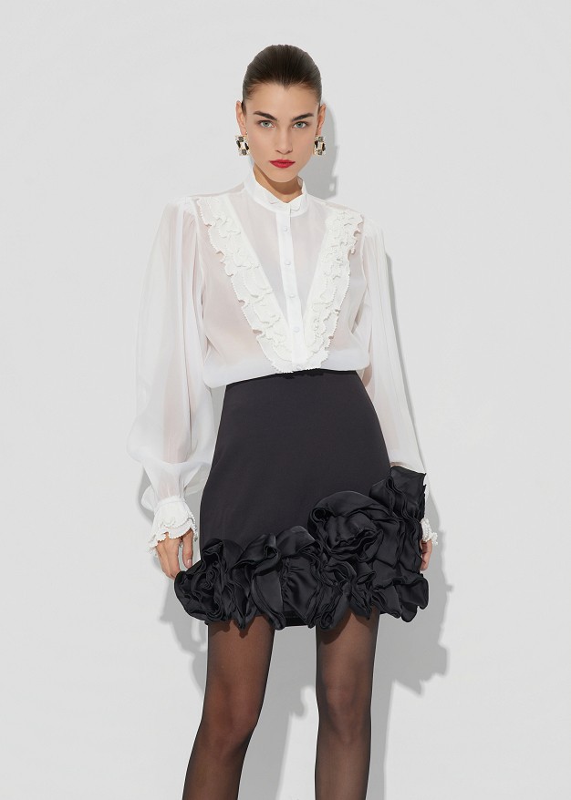 Shirt with a silk-chiffon look