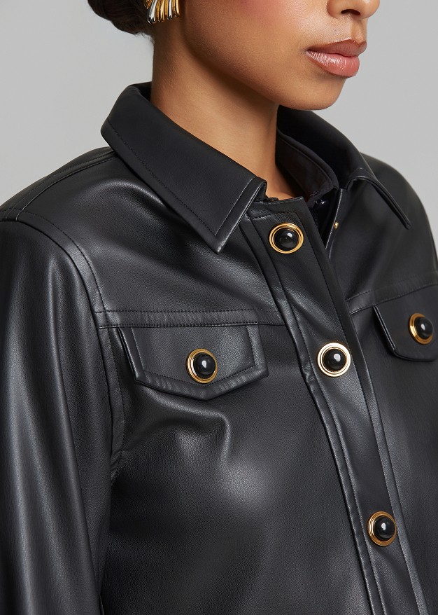 Cropped faux-leather jacket