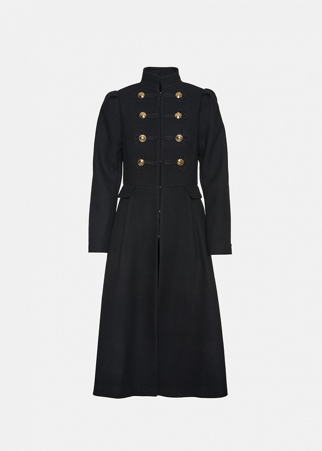 Military-style coat in wool look