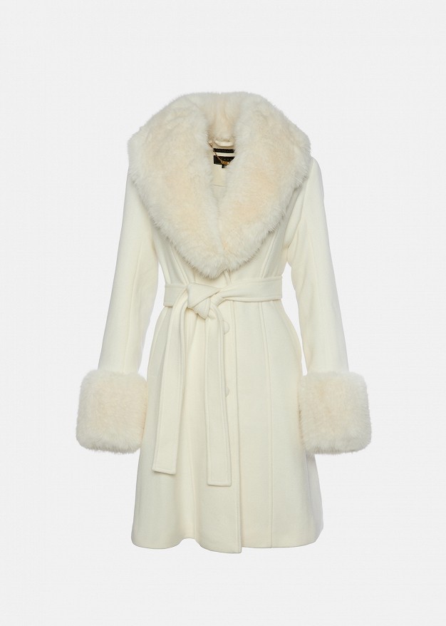 Short coat with faux fur details