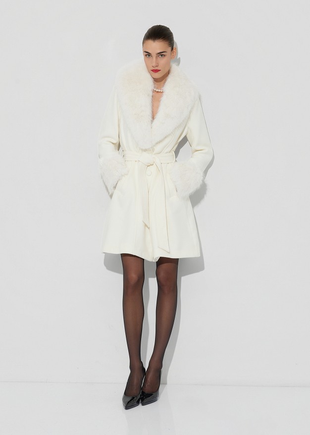Short coat with faux fur details