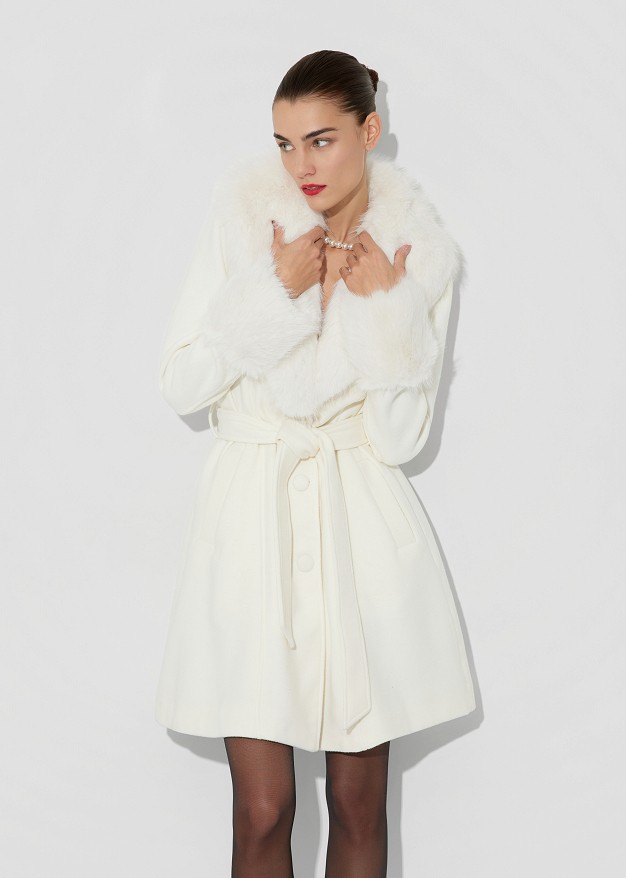 Short coat with faux fur details