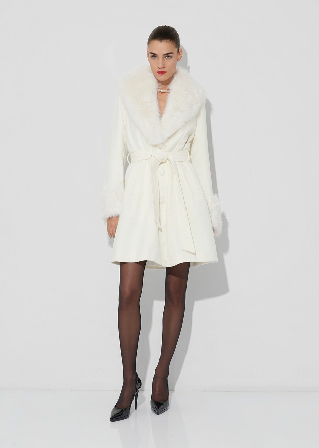 Short coat with faux fur details