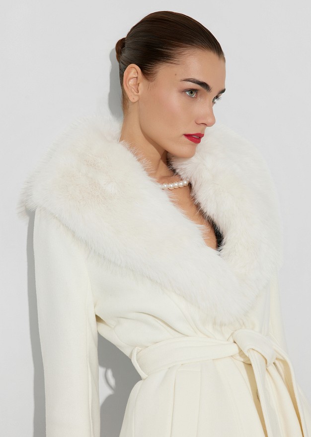Short coat with faux fur details